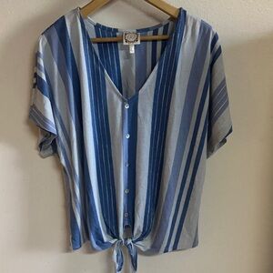 Blue striped tie top
